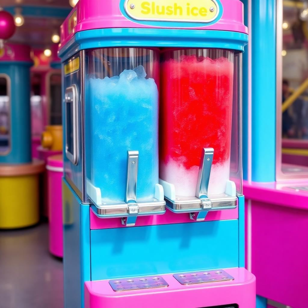Slush-Eis-Maschine mit blauem und rotem Slush