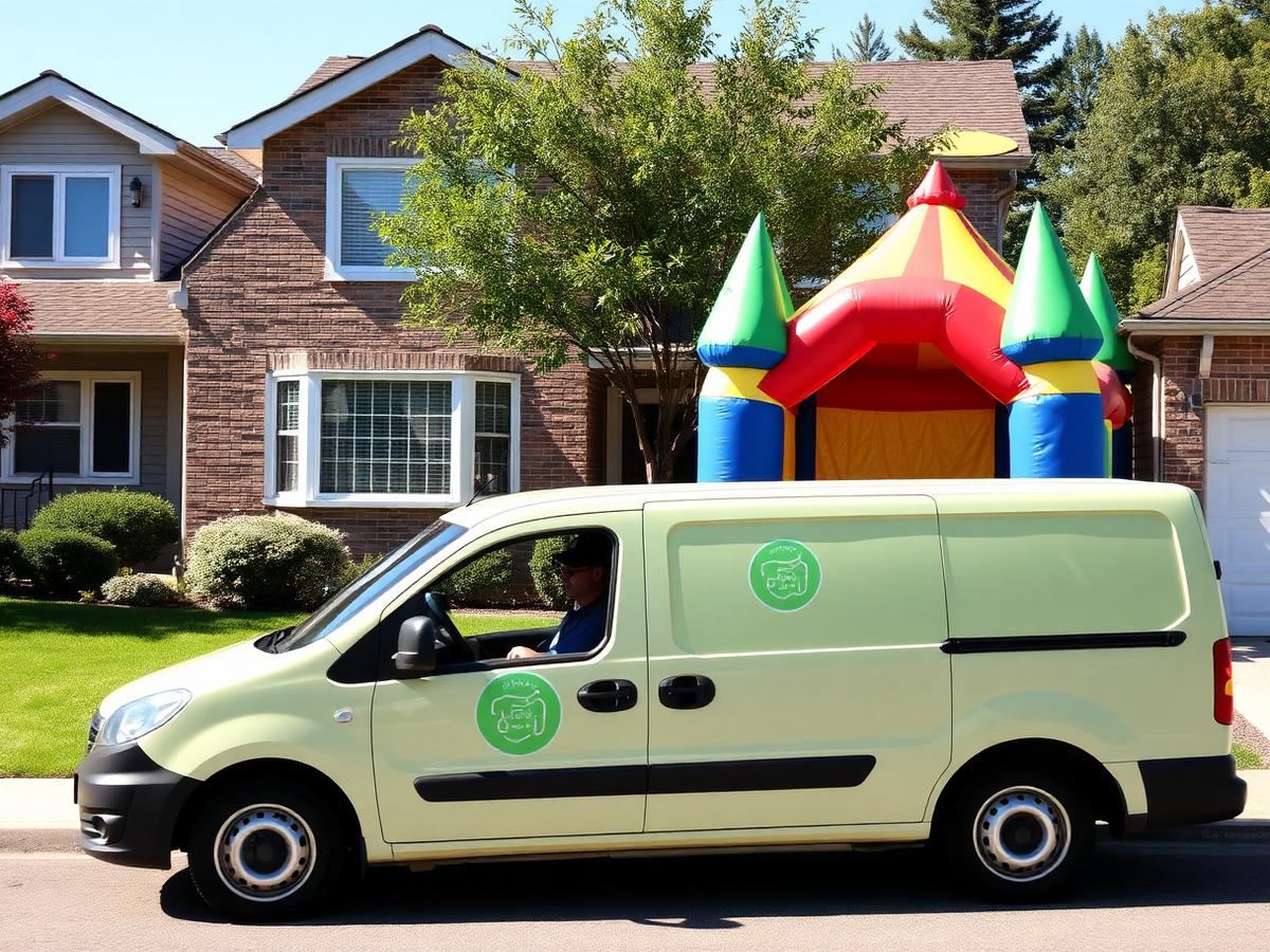 Lieferwagen mit Hüpfburg